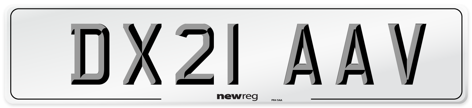 DX21 AAV Number Plate from New Reg